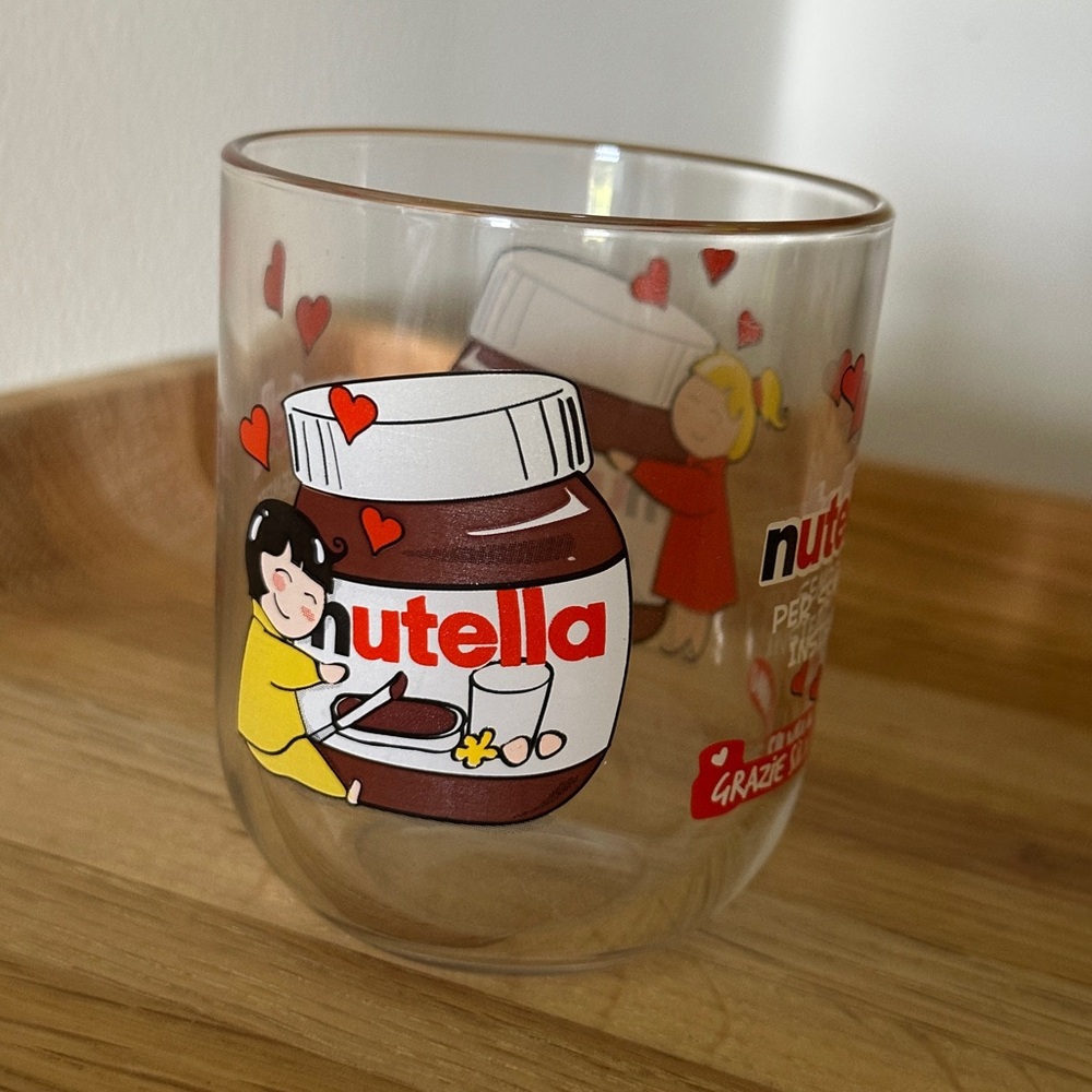 Nutella Glass 8 ounce with Italian Catchphrase from Italian Kids